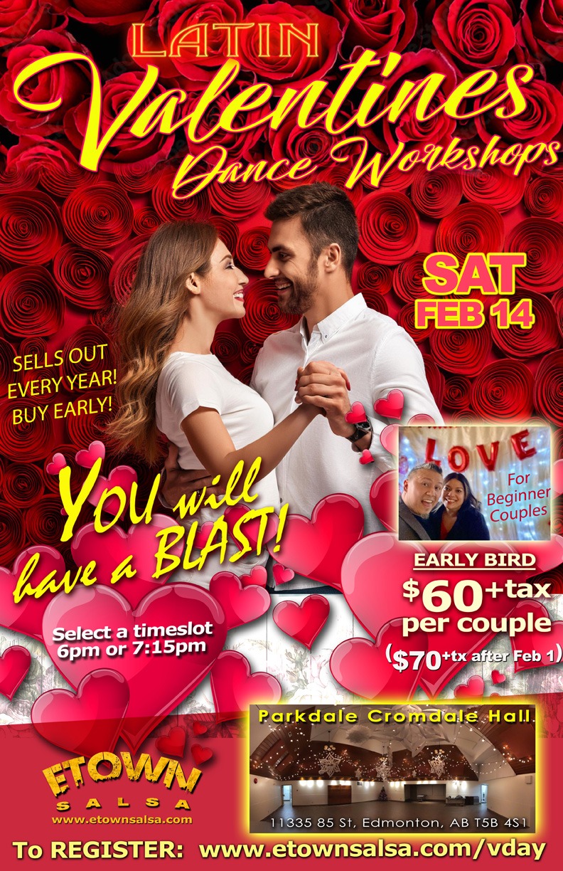 Latin Valentines Dance Workshop Feb 14 at Parkdale Cromdale Hall