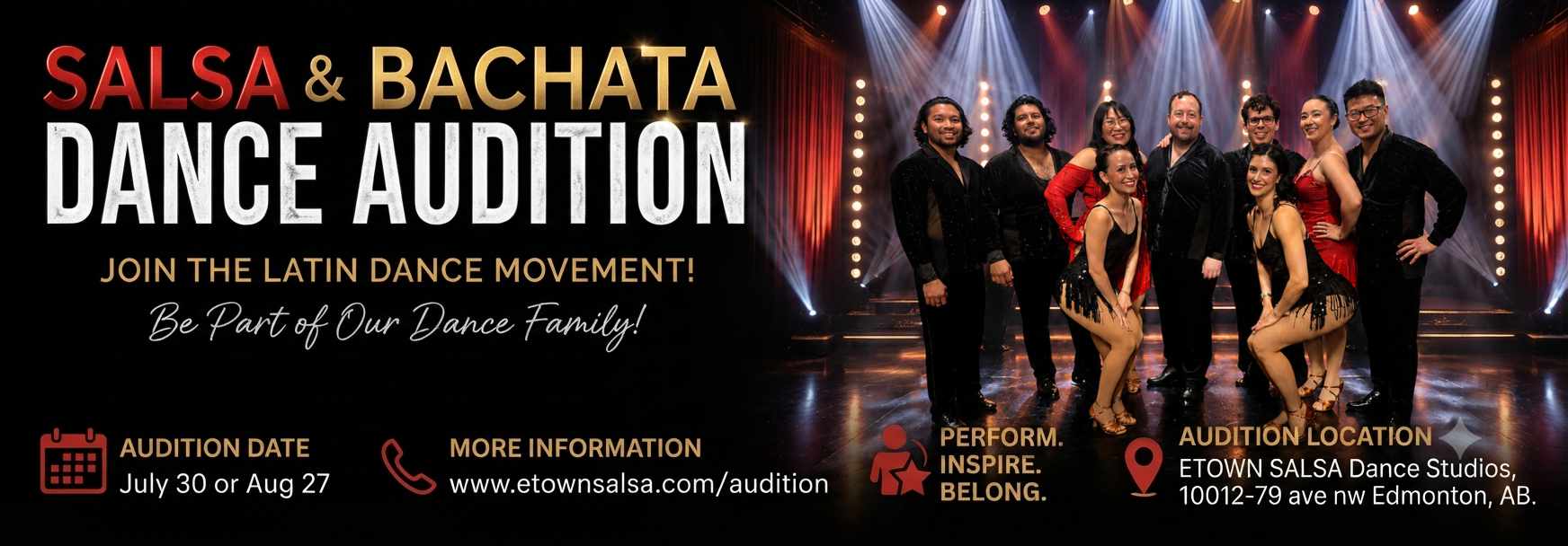 no experience necessary, other dance background an asset, join our Latin Dance team